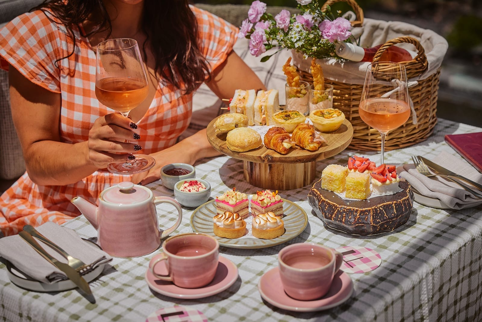 A bottle of Rosé to share at Fleet's Picnic High Tea